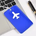 Durable blue PVC airplane luggage tag with white icon for easy travel identification - Blue