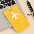 Bright yellow square airplane luggage tag with white plane icon made of soft PVC - Yellow