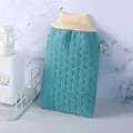 Gant de bain exfoliant vert avec texture en nid d'abeille et manchette élastique beige - Gant Exfoliant / Bleu