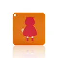 Mantel individual cuadrado de silicona naranja con lindo personaje de dibujos rojos - Caperucita Roja Cuadrada / Con orificio para colgar / Naranja