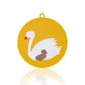 Mantel individual redondo de silicona amarilla con diseño de cisne para mesa cocina - Cisne Redondo / Con orificio para colgar / Amarillo