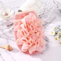 Pink double-sided bath glove loofah sponge for gentle exfoliating and rich foaming action - Pink