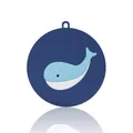 Sottobicchiere rotondo in silicone blu con simpatico disegno di balena per isolamento termico - Blu scuro