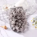 Premium soft grey 2-in-1 exfoliating bath glove with integrated mesh puff for shower - Gray
