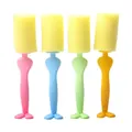 Set of four colorful humanoid sponge cup brushes in pink, blue, green, and yellow. - Humanoid Shape Style (Random Color)
