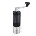 Manual coffee bean grinder with sleek black body and clear glass catch container - Adjustable Gear Style / Black