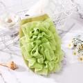 Premium green dual-sided bath scrub glove with soft loofah mesh and durable hanging loop - Green