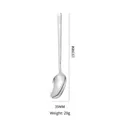 Dimension detail of stainless steel long handle spoon with 193mm length and 29g weight. - Silver