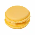Cute yellow macaron-shaped silicone cable organizer for headphone and data cable storage - Set of 3 / Beige