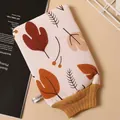 Exfoliating bath mitt with romantic autumn leaf pattern and yellow ribbed cuff. - Romantic Autumn Leaves / Drawstring Style / Yellow