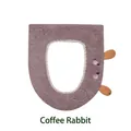 Plush U-shaped toilet seat cover with cute coffee rabbit cartoon ears - Coffee Rabbit