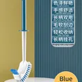 Blue long-handle toilet brush with side-detail bristles for effective corner cleaning - Blue