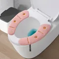 Soft plush pink toilet seat cover pads set with cute orange persimmon fruit embroidery - 2 Pieces / Thickened Pink