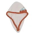 Ultra-absorbent coral fleece hair drying cap with cute strawberry embroidery design - Long Turban Style Hair Hat / White