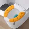 Soft orange plush toilet seat cover set featuring cute embroidered persimmon designs - 2 Pieces / Thickened Orange