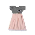 Cute dress-shaped absorbent hand towel with pink coral fleece and houndstooth pattern - Dress Shape Hand Towel / Pink