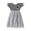Cute dress-shaped grey houndstooth microfiber hand towel with white lace trim and star patch - Dress Shape Hand Towel / Gray