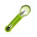 Green multi-functional 3-in-1 fruit ball scooper with stainless steel carving knife - 3-in-1 / PP Bag / All Green