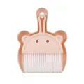 Cute cartoon bear mini desktop broom and dustpan set in peach color for keyboard cleaning - Teddy Bear / Khaki