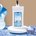 White floating waterproof phone pouch with clear touch screen for swimming sports - White