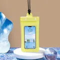 Floating neon yellow waterproof phone pouch with transparent touchscreen window and lanyard - Yellow