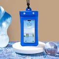 Pochette de téléphone étanche flottante bleue avec fenêtre tactile et cordon réglable - Bleu