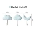 Set di 3 ganci adesivi azzurri a forma di nuvola e luna per pareti bagno cucina - Light Blue Set (3 Pieces) / Azzurro