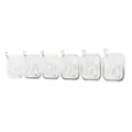 Transparent self-adhesive wall hooks, set of 6, for no-drill home organization. - 6 Hooks / White