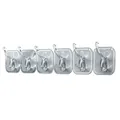 Transparent heavy duty adhesive wall hooks row with six hooks for clothes hanging - 6 Hooks / Gray