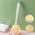 Long-handle dual-sided bath brush with loofah and soft bristles in twilight white - Bristle Style / 38cm / White