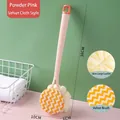 Pink long-handled double-sided bath brush with soft bath lily and flannel scrubber - Short Plush / 38cm / Pink