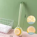 Long-handled double-sided bath brush with soft bristles and mesh sponge in green - Short Plush / 38cm / Green