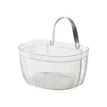 Clear plastic wall-mounted storage basket with silver handle for kitchen or bathroom. - With Handle / Transparent Gray