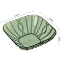 Square transparent green plastic fruit bowl with leaf pattern, 22x22x7cm size - L / Dark Green