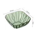Modern transparent green plastic fruit bowl with wheat pattern, 16.5cm x 16.5cm x 6cm size - M / Dark Green