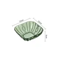 Elegant square transparent green plastic fruit bowl with relief leaf pattern, 12x12x5cm - S / Dark Green