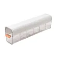 Wall-mounted transparent seasoning box with six compartments and white textured lid - White