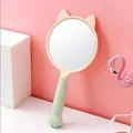 Miroir à main de dessin animé mignon avec oreilles de chat et poignée patte verte - Miroir Uniquement / Vert + Jaune