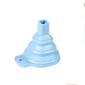 Durable light blue collapsible food-grade silicone funnel with long neck and hanging hole - Blue