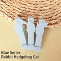 Set di 3 clip di chiusura in plastica azzurra a forma di animali per alimenti - Coniglio Riccio Gatto / Set di 3 / Blu