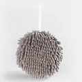 Soft grey absorbent chenille hanging hand towel ball for kitchen and bathroom decor - 55g Pack / Gray