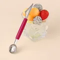 Professional double-headed stainless steel fruit baller and carving knife with red handle - Red