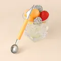 Yellow double-headed stainless steel fruit ball scooper and carving knife for fruit platters - Yellow