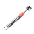 Professional stainless steel melon baller with ergonomic orange handle for fruit carving - Fruit Digger / Orange