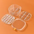 Transparent multi-grid jewelry organizer parts with lid on vibrant orange backdrop - Single Layer / Clear White