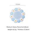Medium light blue daisy flower silicone heat resistant placemat, 15.5cm diameter mat - Diameter 15.5cm / Blue Medium