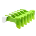 Wall-mounted green seasoning bag organizer rack with 6 rotating sealing clips for kitchen - 6 Holes Solid Green
