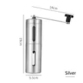 Portable silver manual coffee grinder with stainless steel body, dimensions 19x5.5cm - Non-adjustable Style / Silver