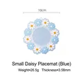 Heat resistant daisy shaped placemat in blue, 10cm diameter for home dining table - Diameter 10cm / Blue Small