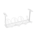 White under desk cable management tray for power strips and office wire organizing - White